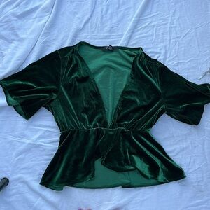 Forever 21 Green velvet blouse medium